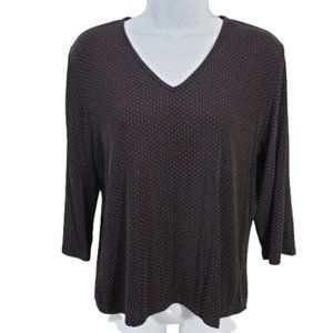 Briggs New York blouse black pink polka dots Small